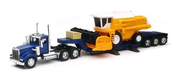 Kenworth W900 Lowboy with Combine Harvester at diecastdepot