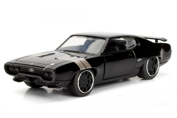 98300 5 - DOM'S PLYMOUTH GTX FROM F8 (FAST & FURIOUS) GLOSS BLACK IN 1:32 SCALE (5")