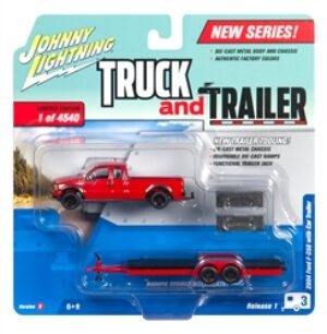 2004 Ford F-250 (Red) Pick Up Truck & Open Trailer at diecastdepot