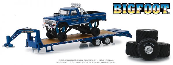 30054a - 1974 Ford F-250 Monster Truck on Gooseneck Trailer with Replacement Tires (Hobby Exclusive)