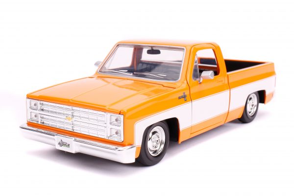 31607 1.24 jt 1985 chevy c10 stock g.orange 1 scaled - 1985 Chevrolet C10 Pickup Truck Stock Wheels (Orange with White Two-Tone) – Just Trucks