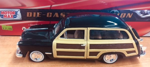 73260d 2 - 1949 FORD WOODY WAGON - BLACK W/WOOD PANEL - NOT SOLD IN WINDOW BOX