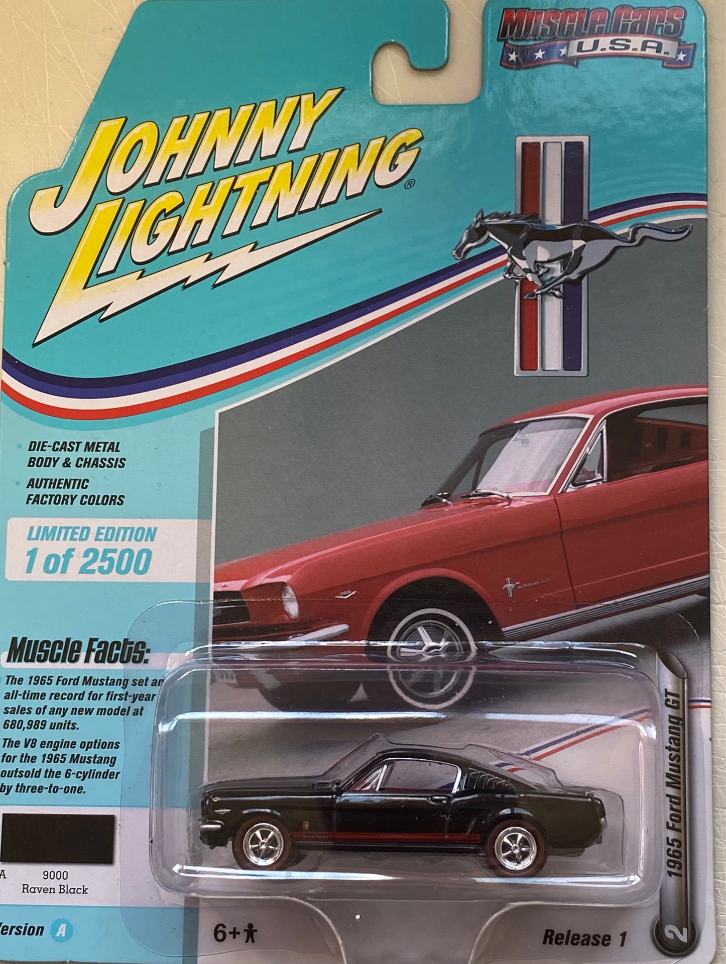 diecast masters mustang on 1965 Ford Mustang Gt Fastback Raven Black Johnny Lightning Muscle Cars Usa Diecast Depot