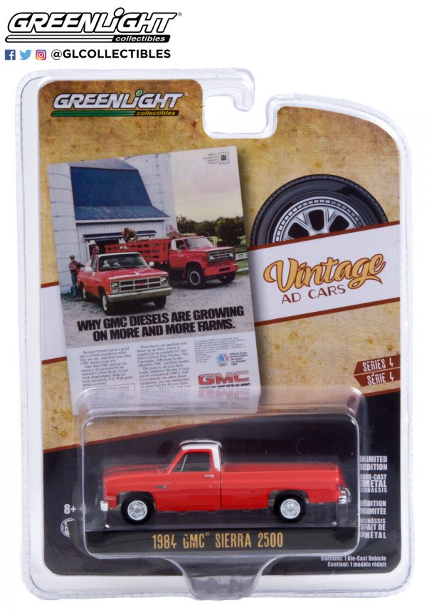 39060 f 1984 gmc sierra 2500 pkg b2b - 1984 GMC Sierra 2500 ”Why GMC Diesels Are Growing On More And More Farms” Solid Pack - Vintage Ad Cars Series 4 -