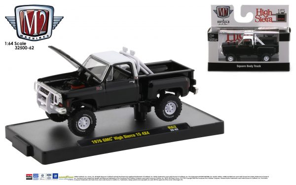 32500 62f - 1976 GMC HIGH SIERRA 15 4X4 PICK UP TRUCK -BLACK WITH WHITE ROOF AND ROLL BAR