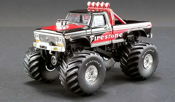 51272a - 1974 Ford F-250 Monster Truck - Firestone (Red/Black)---Greenlight 1:64 ACME