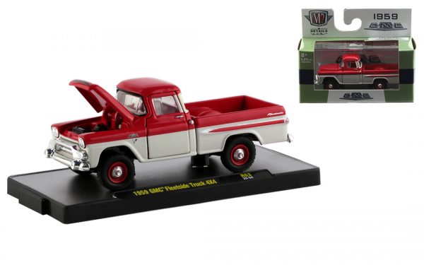 32500 63a - 1959 GMC FLEETSIDE PICK UP TRUCK EXE - RED AND WHITE