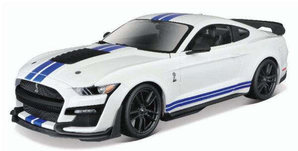 31452wtbl - 2020 Mustang Shelby GT500 in White with Blue Stripes