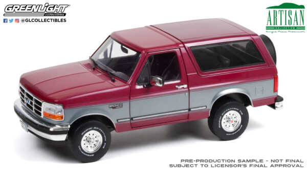 19095e - 1996 Ford Bronco XLT - Burgundy and Silver with Gray Interior
