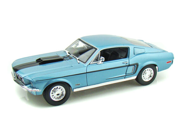 31167 blue - 1968 FORD MUSTANG GT FASTBACK COBRA JET IN 1:18 SCALE BLUE