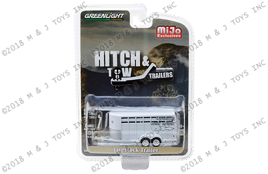 51212 1 - Livestock Trailer (White) - MiJo Exclusives - Greenlight 1:64 Hitch & Tow Trailers