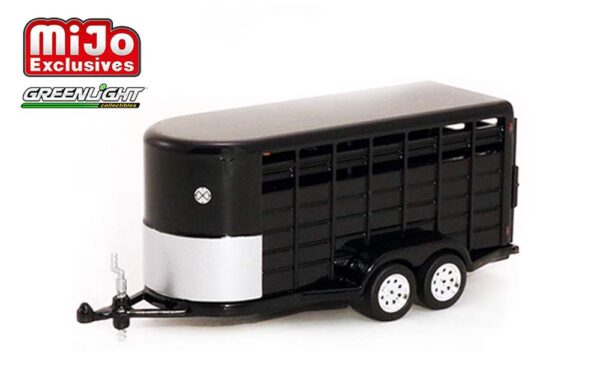 51213a - Livestock Trailer (Black) - MiJo Exclusives - Greenlight 1:64 Hitch & Tow Trailers
