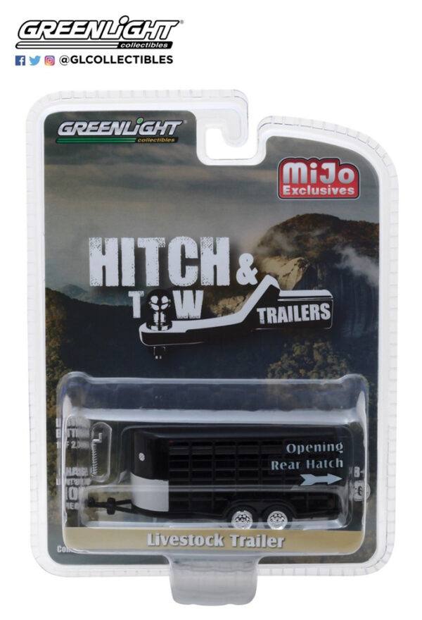 51213b - Livestock Trailer (Black) - MiJo Exclusives - Greenlight 1:64 Hitch & Tow Trailers