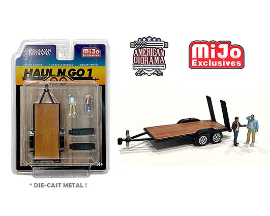 ad 38377mj sm - American Diorama 1:64 MiJo Exclusives Haul N Go Trailer Set 1 With 2 Figures