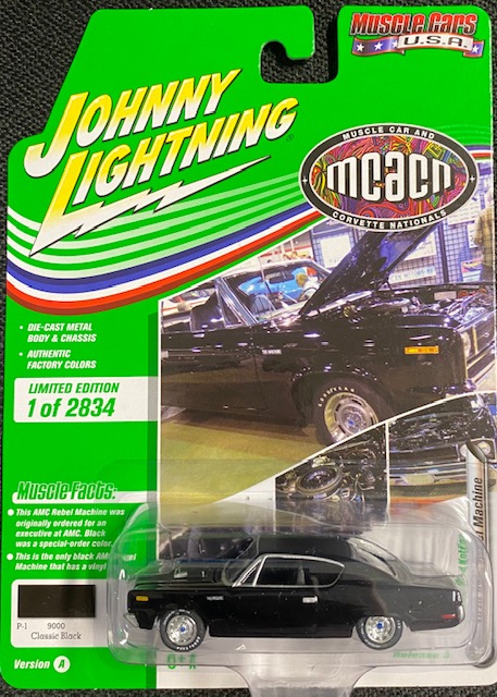 jlmc024a5 - 1970 AMC REBEL MACHINE - BLACK - JOHNNY LIGHTNING MCACN