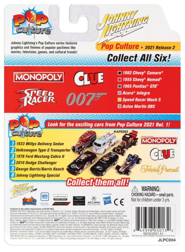 jlpc004 pkg back bb93ce8e 76b8 40fb 873a - 1982 CHEVROLET CAMARO - POP CULTURE RELEASE 2 BY JOHNNY LIGHTNING, MONOPOLY EXCLUSIVE GAME TOKEN INCLUDED