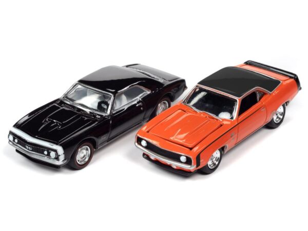 - 1969 Chevy Camaro SS/RS (Orange with Black Side Stripes) 1967 Chevy Camaro 427 SS (Royal Plum with White Nose Stripe)