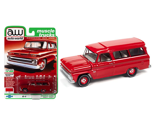 awsp073 24a sm 0 - 1966 Chevrolet Suburban (Red) - Auto World 1:64