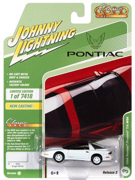 jlcg025b3 - 1996 PONTIAC FIREBIRD T/A WS6 IN BRIGHT WHITE - BY JOHNNY LIGHTNING CLASSIC GOLD COLLECTION