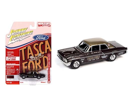 jlmc025a5 1 - 1964 Ford Thunderbolt Bill Lawton - Tasca in Vintage Burgundy with Gold Roof & TASCA Ford Race Graphics