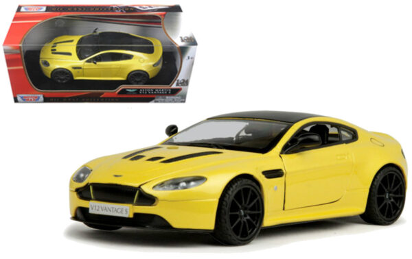 79322y 29007.1542359431 - ASTON MARTIN V12 VANTAGE S - YELLOW IN 1:24 SCALE BY MOTORMAX