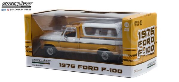 13621b - 1976 Ford F-100 Pickup in Chrome Yellow with White Combination Tu-Tone and Deluxe Bed Cover