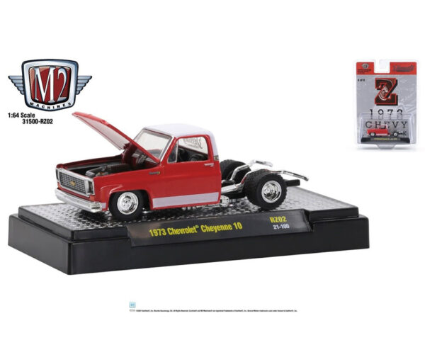 31500 rz02 z - 1973 Chevrolet Cheyenne 10 Bed Less ” Z ” Red Limited 6,000 Pieces (M2 Machines 1:64 Riverside Show Exclusives)