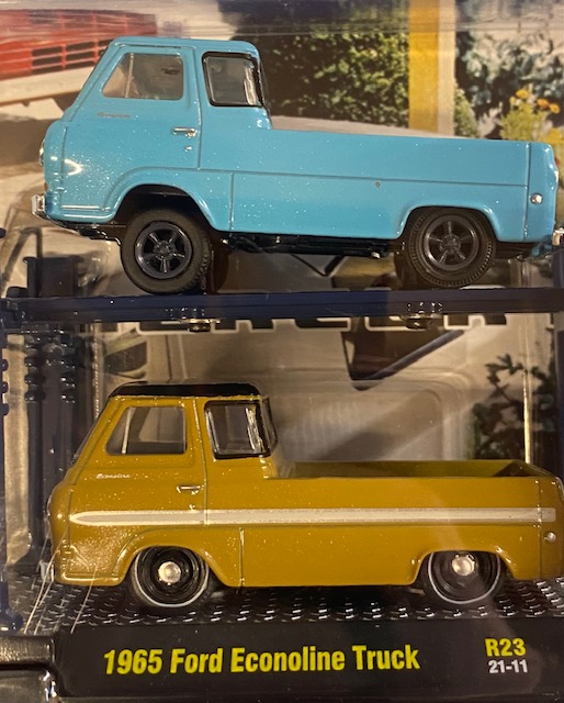 33000 23b - 1965 Ford Econoline Truck Gasser and 1965 Ford Econoline Truck in Dark Gold Metallic with Auto-Lift