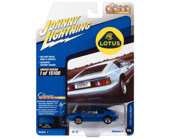 jlsp188 24b - 1989 Lotus Esprit Turbo Blue (Johnny Lightning 1:64 Classic Gold)