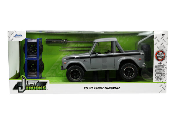 justtrucks 124withrack w38 1973fordbronco glossygrey 33849 package 01 scaled - 1973 FORD BRONCO - JUST TRUCKS WITH TIRE RACK