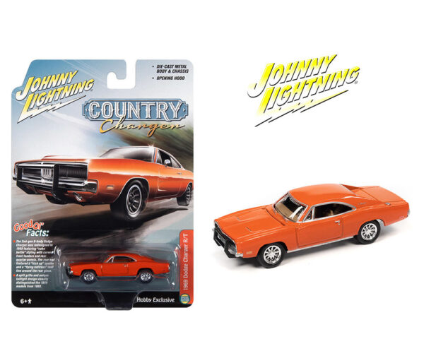 jlsp206 24 - 1969 Dodge Charger R/T Orange - Johnny Lightning 1:64 Hobby Exclusive