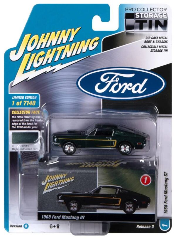 jlct008b1 - 1968 FORD MUSTANG GT 428 COBRA JET (HIGHLAND GREEN) WITH COLLECTOR TIN