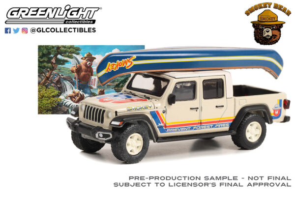 38040 f - 2021 Jeep Gladiator with Canoe on Roof “Prevent Forest Fires!” 