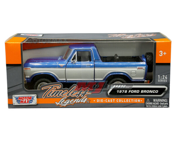 79372blsil 1 - 1978 Ford Bronco Ranger XLT (blue and silver two-tone) with spare wheel – Timeless Legends