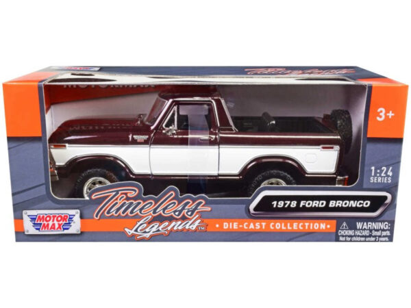 79372burwh - 1978 Ford Bronco Ranger XLT (burgundy and white two-tone) with spare wheel – Timeless Legends