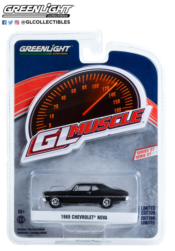 13320b1 - 1969 Chevrolet Nova in Custom Matte Black GreenLight Muscle Series 27