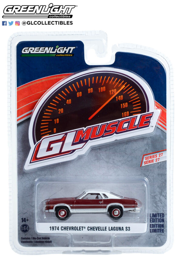 13320c1 - 974 Chevrolet Chevelle Laguna S3 in Medium Red Metallic GreenLight Muscle Series 27