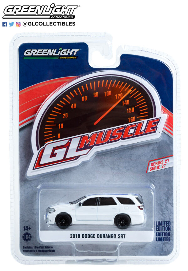 13320e1 - 2019 Dodge Durango SRT in White with Blue Stripes GreenLight Muscle Series 27