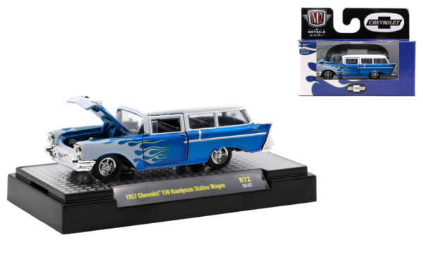 32500 72b - ​​​​1957 Chevrolet 150 Handyman Station Wagon - METALLIC BLUE W/WHITE ROOF AND FLAMES