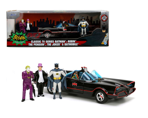 33737 - 1966 Classic TV Series Batmobile With Batman, Robin, Penguin, & Joker Figures – Hollywood Rides