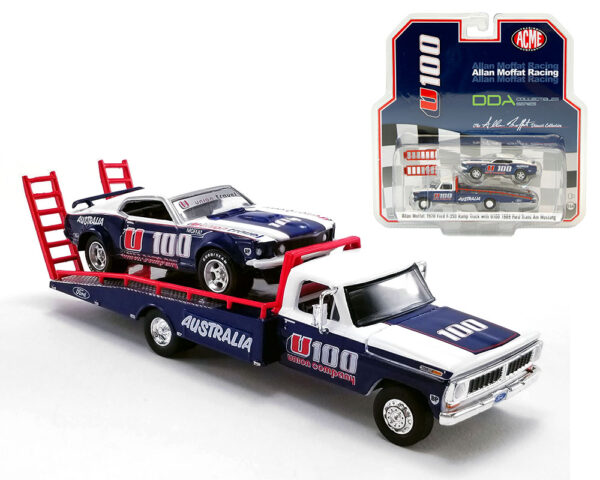 51342 - 1970 Ford F-250 Ramp Truck with U100 1969 Ford Trans Am Mustang Blue/White
