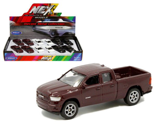 52396d - 2019 DODGE Ram 1500 PICK UP TRUCK (Black, Burgundy, White) IN 1:60 SCALE (3") PULL BACK ACTION