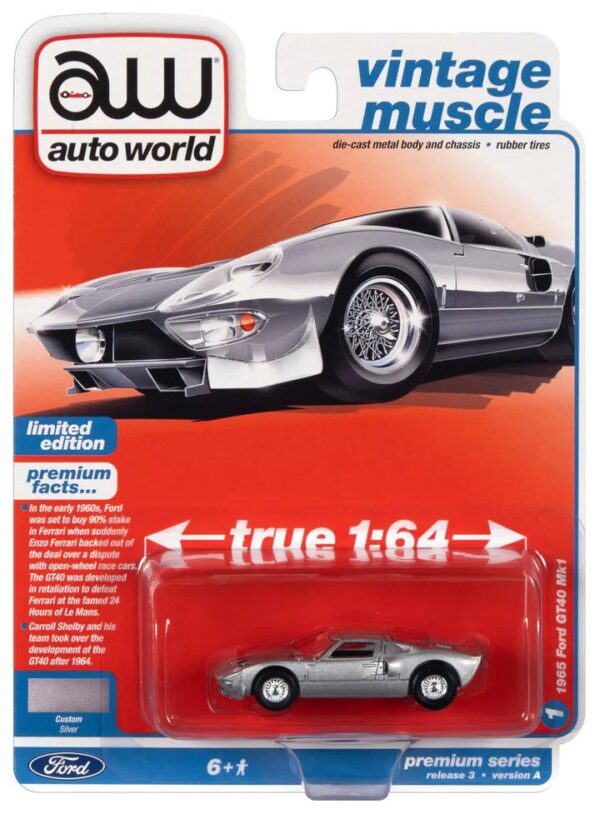 awsp107a - 1965 FORD GT40 MK1 (SILVER) - VINTAGE MUSCLE