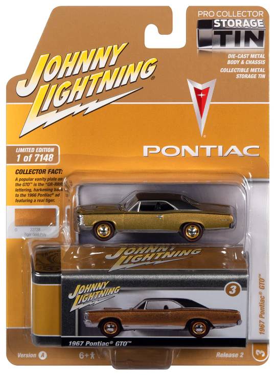 jlct010a3 - 1967 PONTIAC GTO (TIGER GOLD POLY W/FLAT BLACK ROOF) WITH COLLECTOR TIN