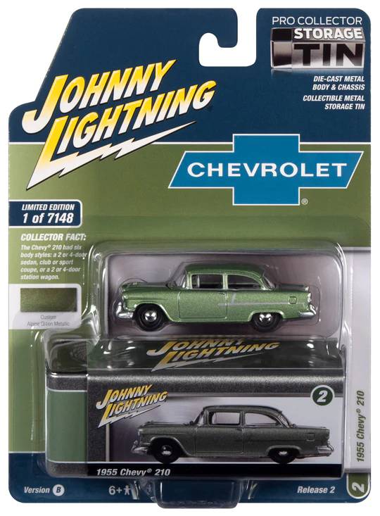 jlct010b2 - 1955 CHEVY 210 (ALPINE GREEN) WITH COLLECTOR TIN