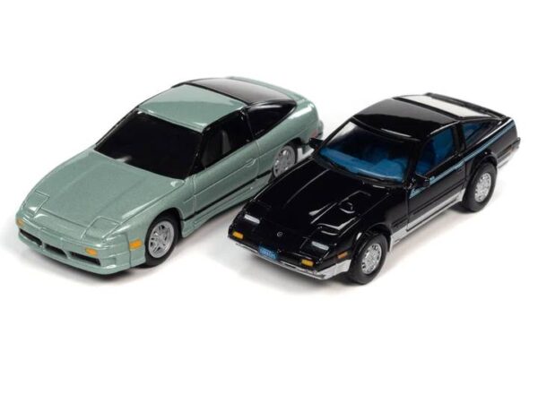 jlsp286b1 - Import Heat/Japan Classics 1990 Nissan 240SX (Silver Green Pearl) 1985 Nissan Fairlady 300ZX (Black Blue Body w/Silver Lower)