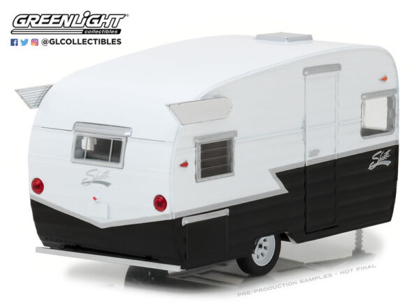 18440b 3 - SHASTA 15' SIRFLYTE - HITCH AND TOWN TRAILERS SERIES 4 IN 1:24 SCALE - BLACK AND WHITE