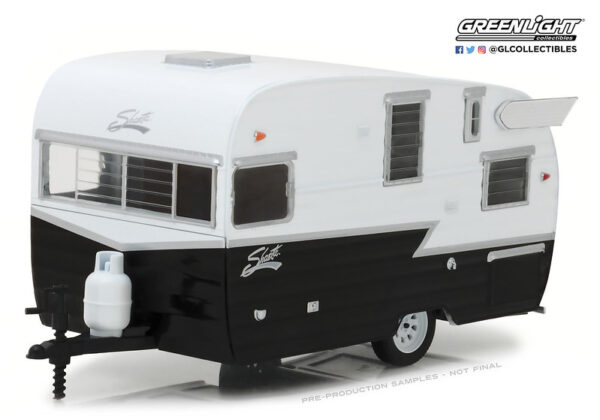 18440ba - SHASTA 15' SIRFLYTE - HITCH AND TOWN TRAILERS SERIES 4 IN 1:24 SCALE - BLACK AND WHITE