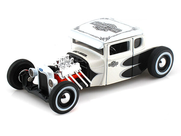 32175wh - 1929 FORD MODEL A - WITH HARLEY DAVIDSON MOTOR CYLES LOGO ON IT - WHITE W/BLACK