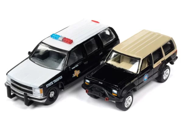 jlsp277a 1 - 1997 Chevrolet Tahoe Texas Dept of Public Safety & Jeep Cherokee - JOHNNY LIGHTNING 2022 RELEASE 3 AMERICAN HEROES VERSION A (2-PACK)